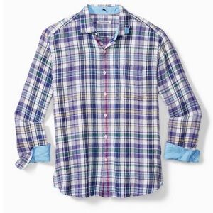 Tommy Bahama | Mens 100% Linen Sea Isle Plaid Button down Shirt Size Large